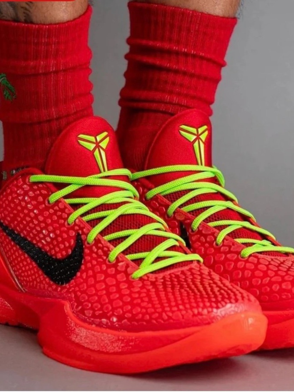Kobe 6 Protro Reverse Grinch Red FV4921-600 Men's Size US 7.5 like new worn 1x